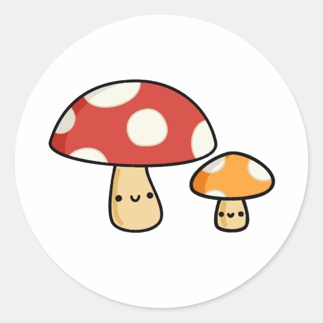 Niedlich Kawaii Mushroom Runder Aufkleber (Vorderseite)