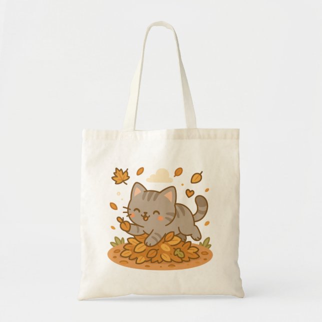 Niedlich Kawaii Naughty Kitty Cat Herbst Tragetasche (Vorne)