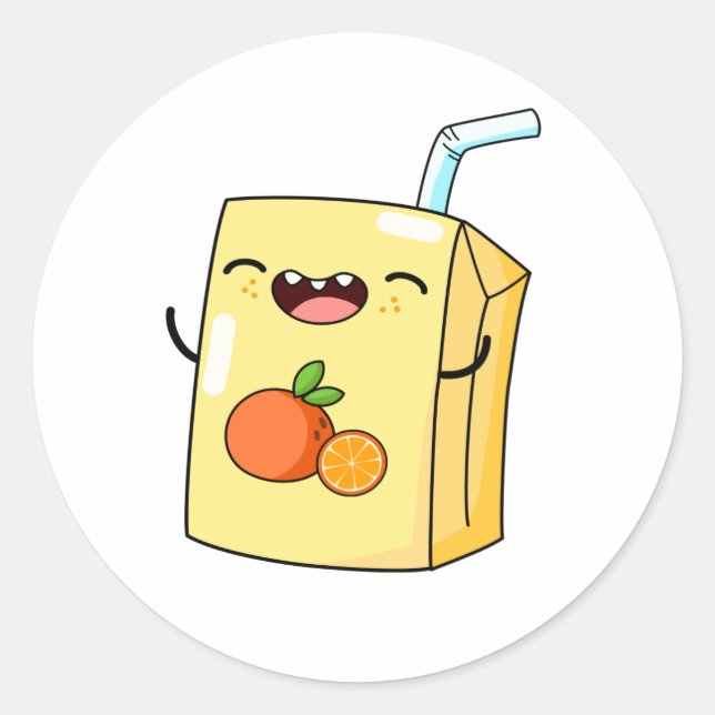 Niedlich Kawaii Orange Juice Runder Aufkleber (Vorderseite)