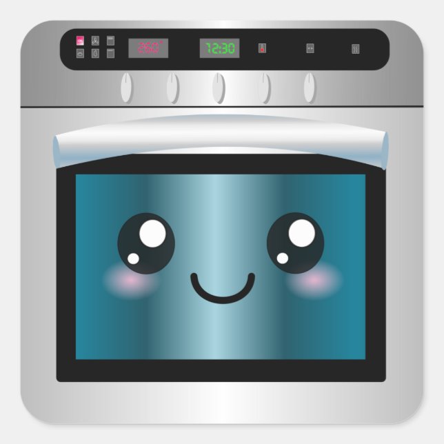 Niedlich Kawaii Oven - Koch & Baker Geschenke Quadratischer Aufkleber (Vorderseite)