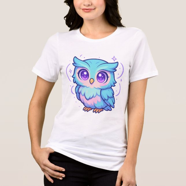 Niedlich Kawaii Owl Cartoon Pastel T - Shirt (Vorderseite)