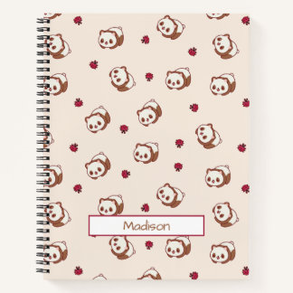 Niedlich Kawaii Panda Beige Muster Personalisiert Notizbuch