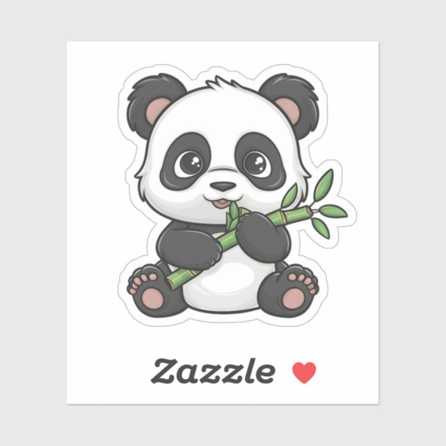 Niedlich Kawaii Panda Eating Bamboo Animal Lover Aufkleber (Blatt)