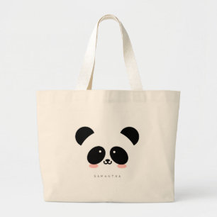 Niedlich Kawaii Panda   Geben Sie Ihren Namen in d Jumbo Stoffbeutel