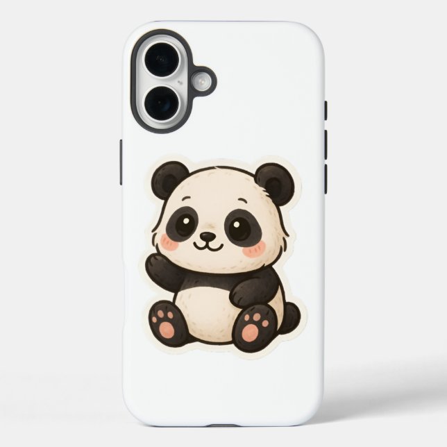 Niedlich Kawaii Panda iPhone 16 Plus Fall Hülle (Rückseite)