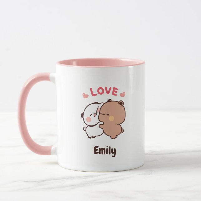 Niedlich Kawaii Panda | Personalisiert Name hinzuf Tasse (Links)