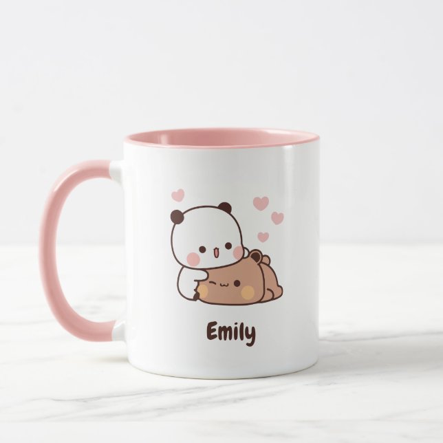 Niedlich Kawaii Panda | Personalisiert Name hinzuf Tasse (Links)