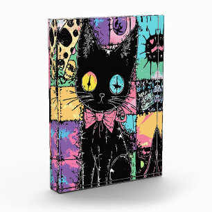 Niedlich Kawaii Pastel Goth Patchwork Creepy Cat Fotoblock