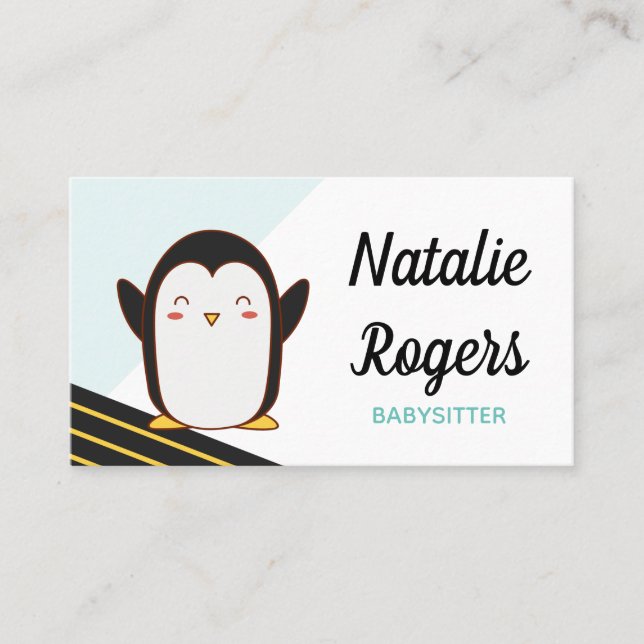Niedlich Kawaii Penguin Babysitter Nanny Daycare K Visitenkarte (Vorderseite)