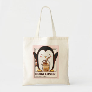 Niedlich Kawaii Penguin Boba Lover Tragetasche