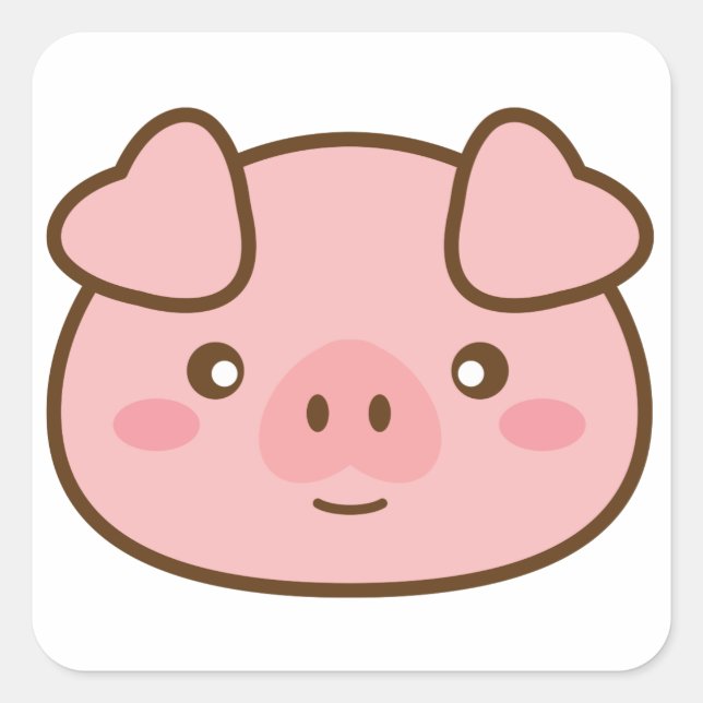 Niedlich Kawaii Pig Quadratischer Aufkleber (Vorderseite)