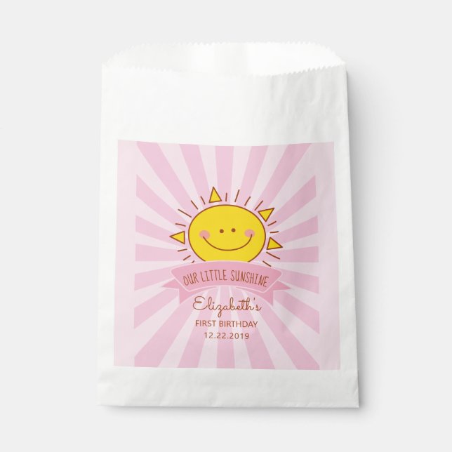 Niedlich Kawaii Pink Little Sunshine Kinder 1 Gebu Geschenktütchen (Vorderseite)