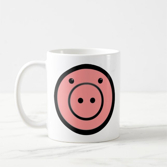 Niedlich Kawaii Pink Pig Vector Art Kaffeetasse (Links)