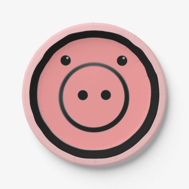 Niedlich Kawaii Pink Pig Vector Art Pappteller (Vorderseite)