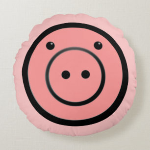 Niedlich Kawaii Pink Pig Vector Art Rundes Kissen