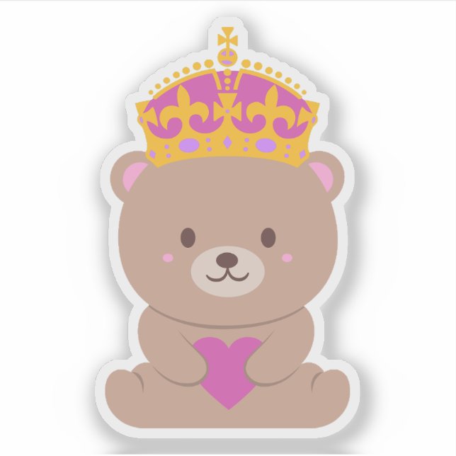 Niedlich Kawaii Pink Royal Princess Bear Aufkleber (Vorderseite)