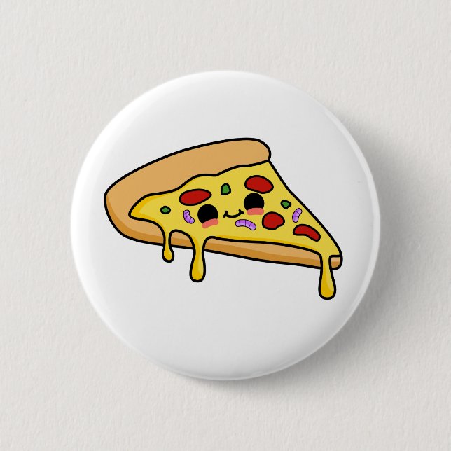 Niedlich Kawaii Pizza Slice Button (Vorderseite)