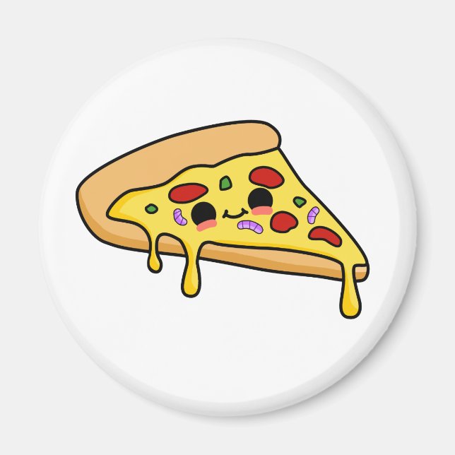Niedlich Kawaii Pizza Slice Magnet (Vorne)