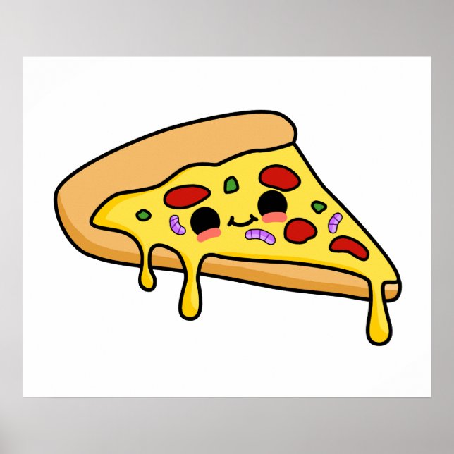 Niedlich Kawaii Pizza Slice Poster (Vorne)