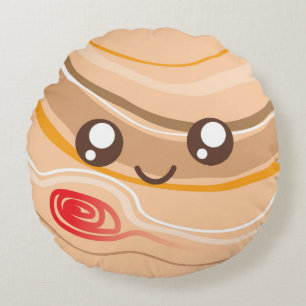 Niedlich Kawaii Planet Jupiter Rundes Kissen