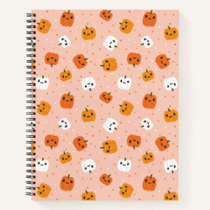 Niedlich Kawaii Pumpkin Faces Pattern Notizbuch