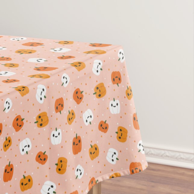 Niedlich Kawaii Pumpkin Faces Pattern Tischdecke (Beispiel)