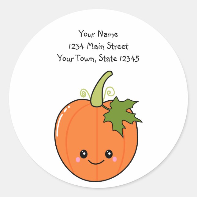 Niedlich Kawaii Pumpkin Runder Aufkleber (Vorderseite)