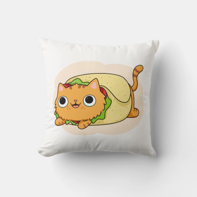 Niedlich Kawaii Purrito Kissen (Vorderseite)