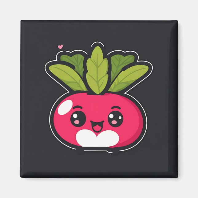Niedlich Kawaii Radish Magnet (Vorne)