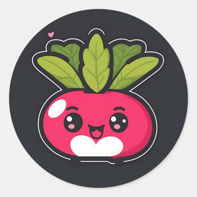 Niedlich Kawaii Radish Runder Aufkleber (Vorderseite)
