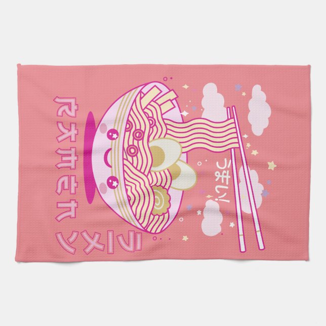 Niedlich Kawaii Ramen Anime Noodles Ramen Girls, T Geschirrtuch (Horizontal)