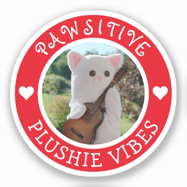 Niedlich Kawaii Red Pawsitive Plushie Vibes Foto Aufkleber (Vorderseite)