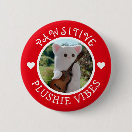 Niedlich Kawaii Red Pawsitive Plushie Vibes Foto Button
