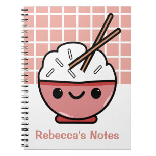 Niedlich Kawaii Rice Bowl - Personalisiert Notizblock