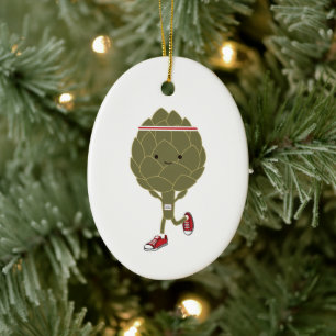 Niedlich Kawaii Running Artichoke Keramik Ornament