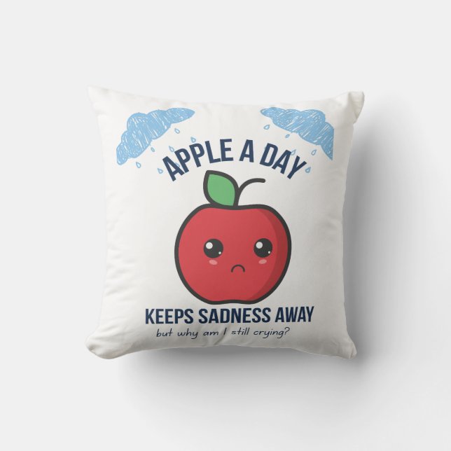 Niedlich Kawaii Sad Apple Pillow - Funny Fruit for Kissen (Vorderseite)