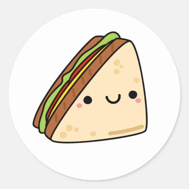 Niedlich Kawaii Sandwich Runder Aufkleber (Vorderseite)