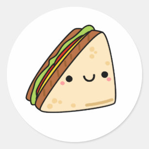 Niedlich Kawaii Sandwich Runder Aufkleber