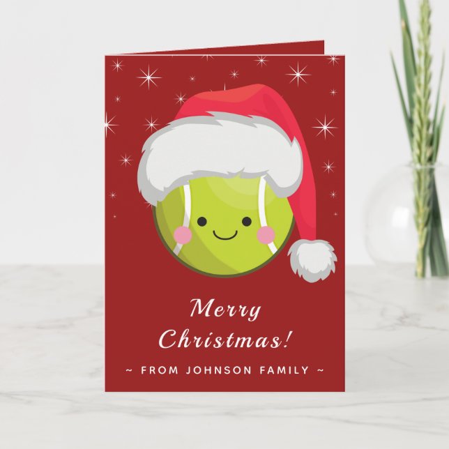 Niedlich Kawaii Santa Tennis Ball Xmas Sparkone Ro Karte (Vorderseite)
