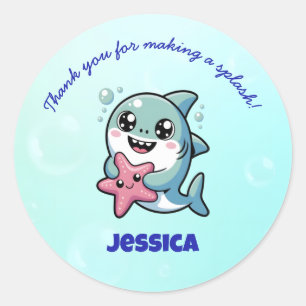 Niedlich Kawaii Shark Baby Vielen Dank Runder Aufkleber