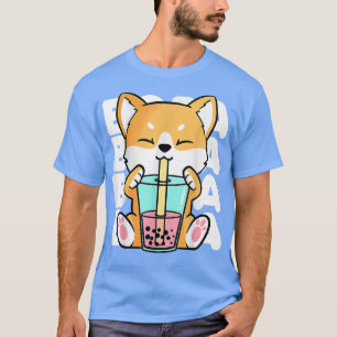 Niedlich Kawaii Shiba Inu Dog Bubble Tea Boba Anim T-Shirt