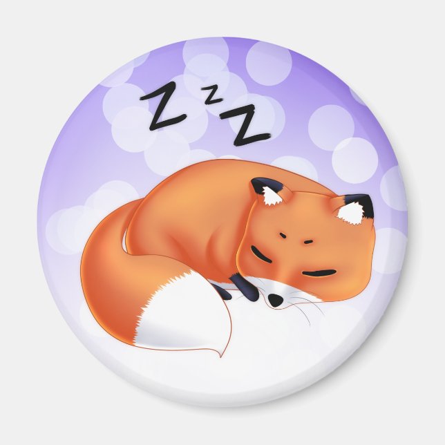 Niedlich Kawaii Sleeping Cartoon Fux Magnet (Vorne)