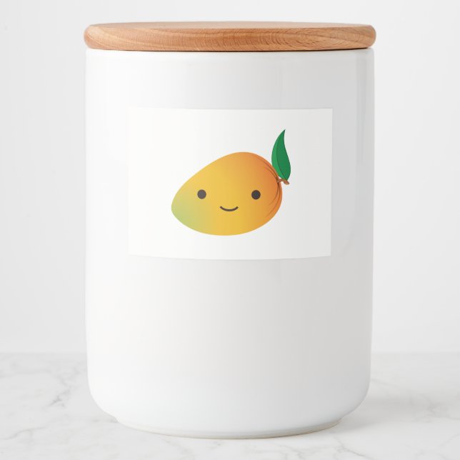 Niedlich Kawaii Smiling Mango Lebensmitteletikett (Vorderseite)