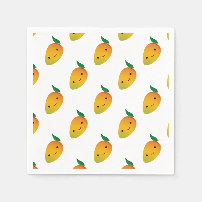 Niedlich Kawaii Smiling Mango Serviette (Vorderseite)