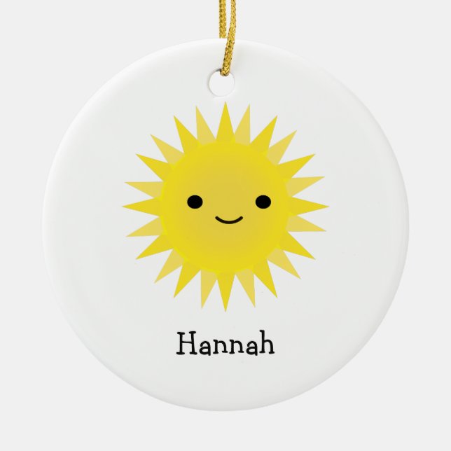 Niedlich Kawaii Smiling Sun Keramik Ornament (Vorne)