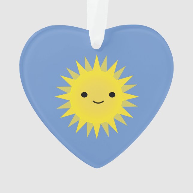 Niedlich Kawaii Smiling Sun Ornament (Rückseite)