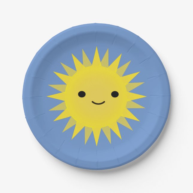 Niedlich Kawaii Smiling Sun Pappteller (Vorderseite)