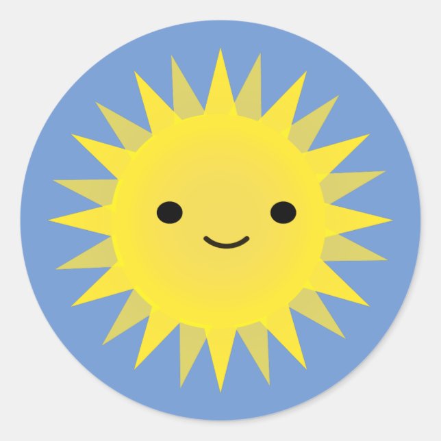 Niedlich Kawaii Smiling Sun Runder Aufkleber (Vorderseite)