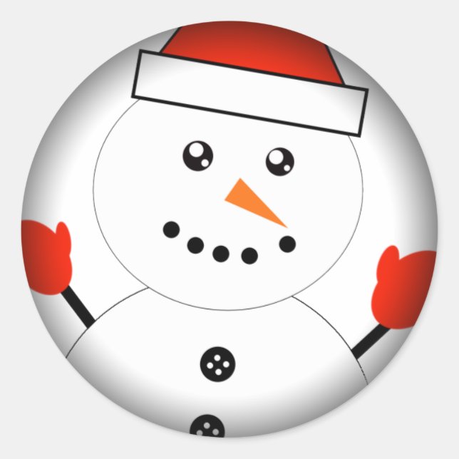 Niedlich Kawaii Snowman Runder Aufkleber (Vorderseite)