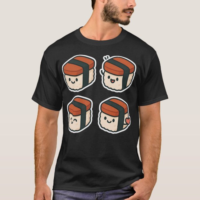 Niedlich Kawaii Spam Musubi Adorable Hawaii Sushi T-Shirt (Vorderseite)